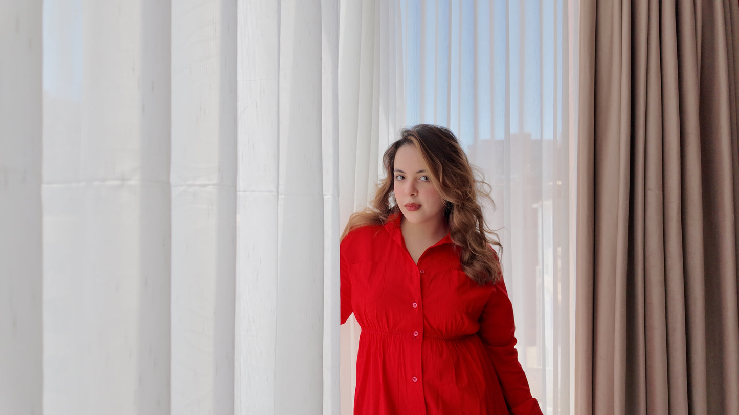 Red Poplin Dress